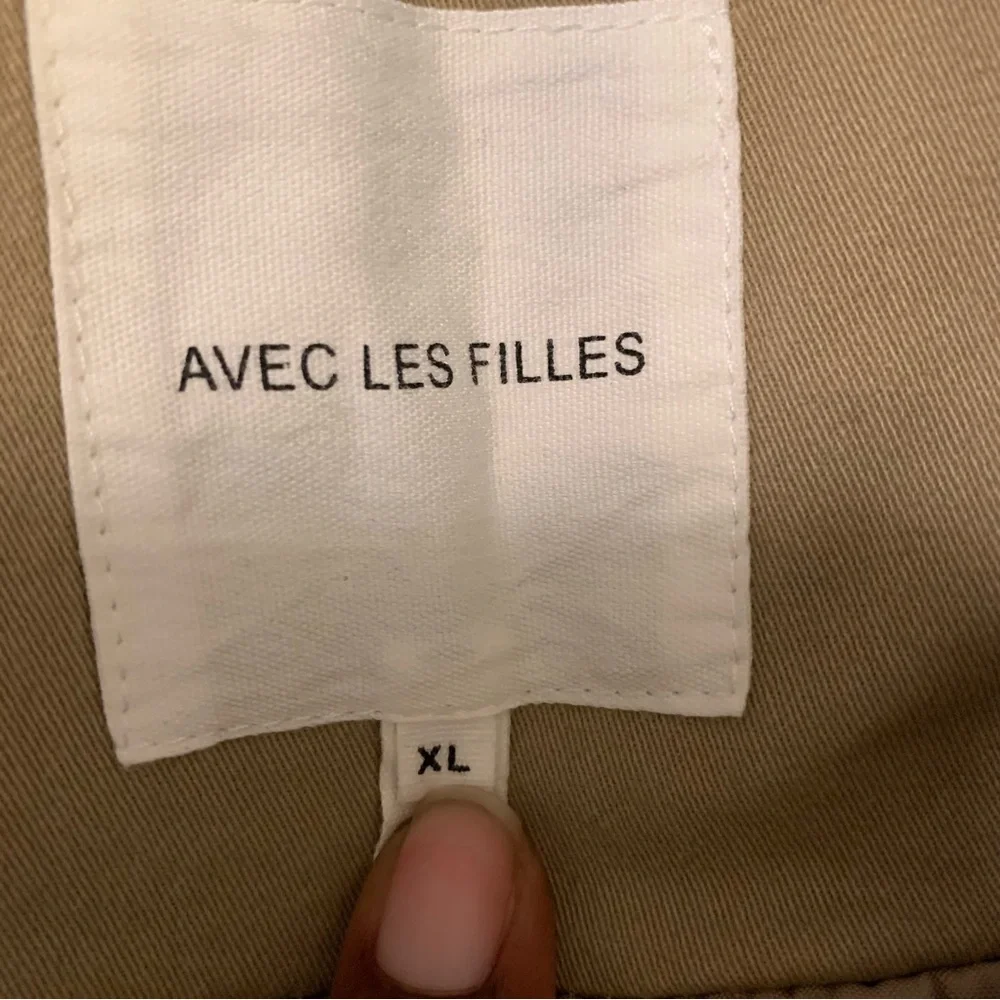 Avec Les Filles Cropped Puff Sleeve Trench Coat Tan Double Breasted XL NWT - Picture 12 of 15